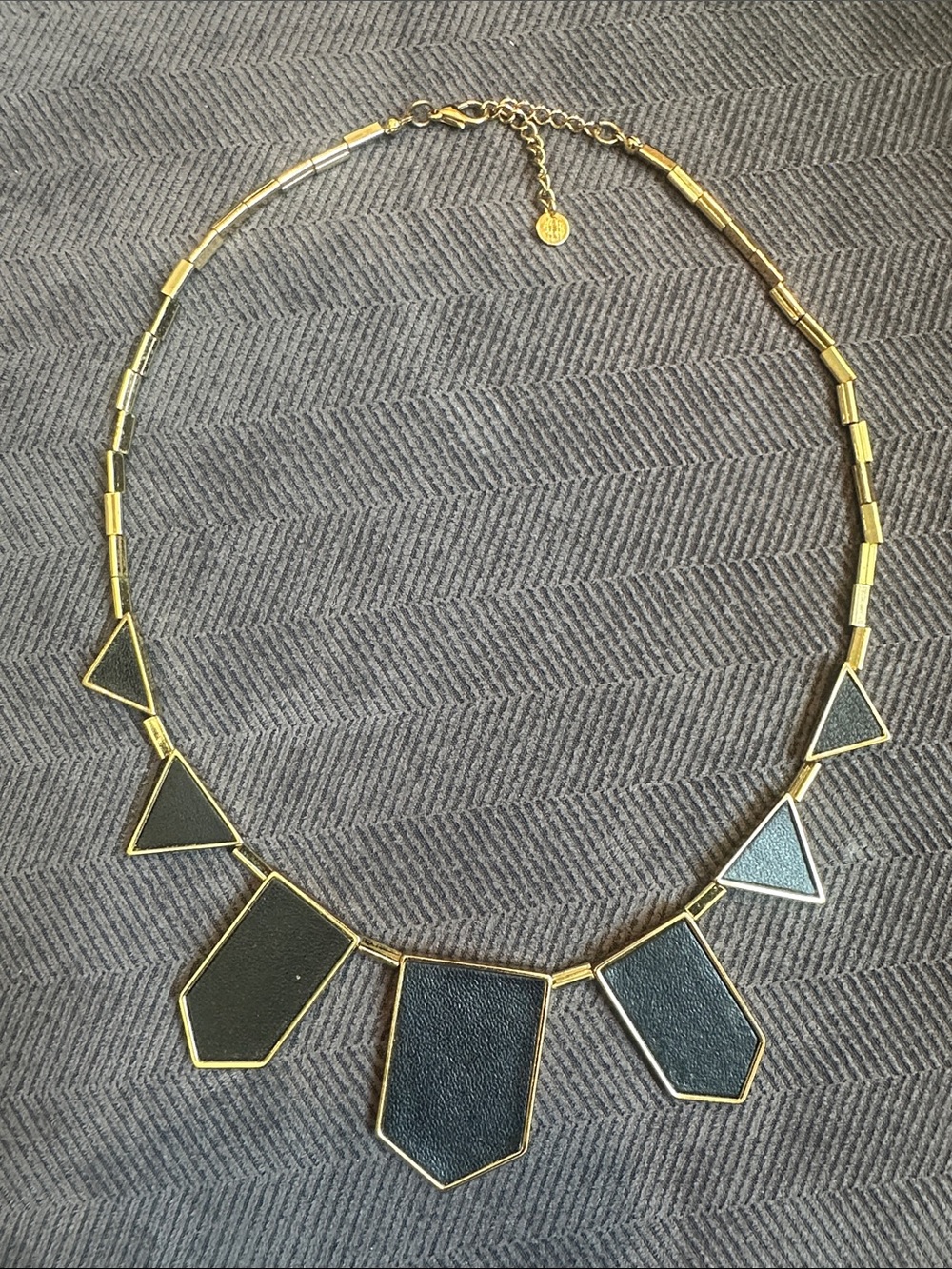 Source Unknown Gold-Tone Black Geometric Statement Necklace